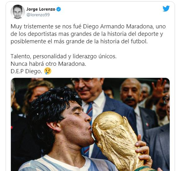 Diego Maradona Meninggal Dunia, Jorge Lorenzo : Tak Ada Yang Bisa Gantikan Dia
